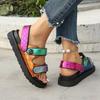 Fashion Shoes Female 2025 Plus Size Open Toe Women's Sandals Platform Casual Sandals Women Mixed Colors Round Toe Med Heel Shoes Women