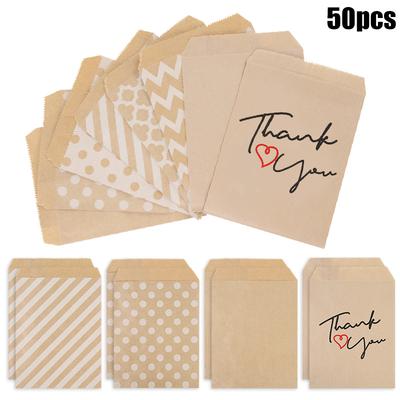 25/50 piezas 13x18cm Bolsas de Papel Kraft para Dulces Galletas Favores de Boda Bolsa de Embalaje de Regalo de Agradecimiento Para Invitados Suministros de Decoración para Fiesta de Cumpleaños
