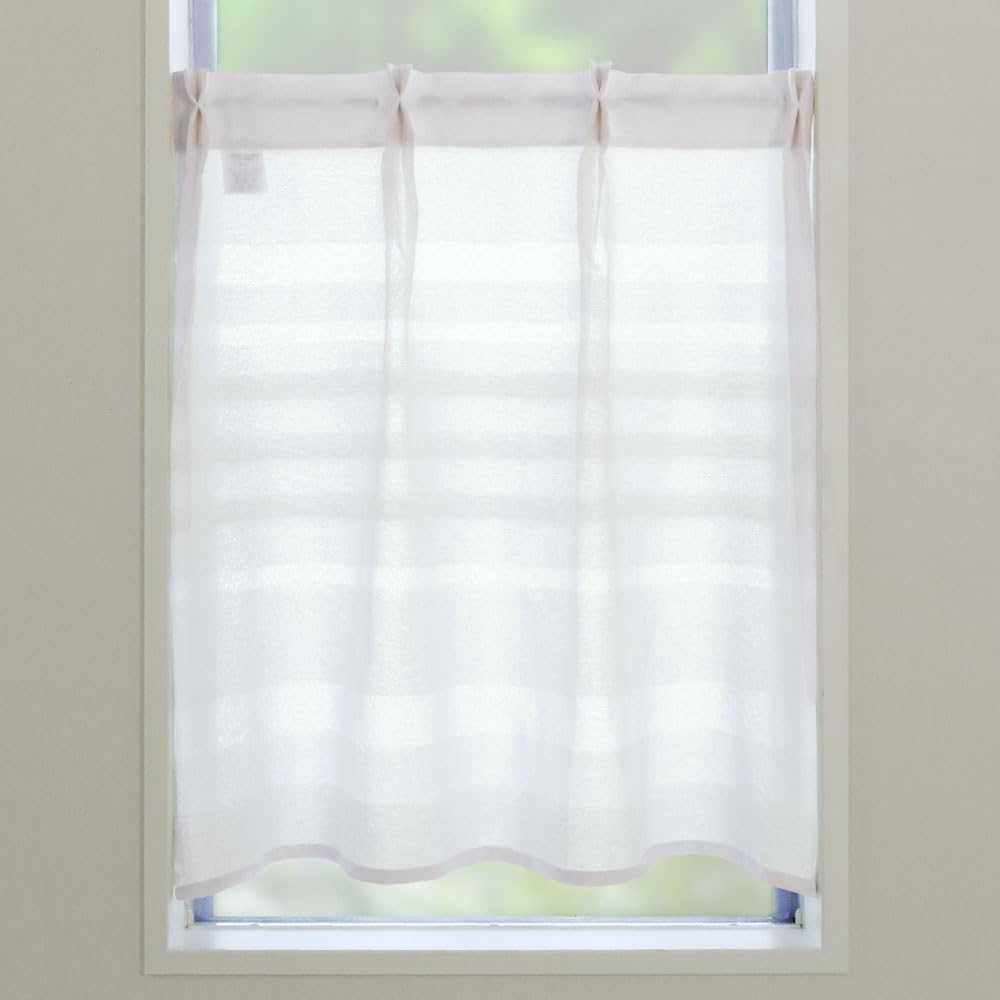 Stylish and Cute Nordic Cafe Curtain by Sunnyday Small Window Sheer Approximately 60cm Wide X 70cm Long Fabric, Tuck, White,