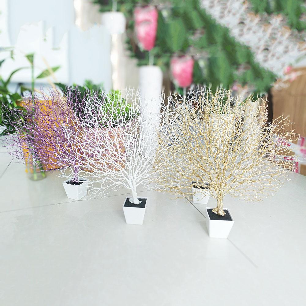 Gold Powder Simulation Coral Branch Christmas Plastic Flower And Leaf Photo Frame Craft Decoration Green Plant Accessories Gold Silver Diy