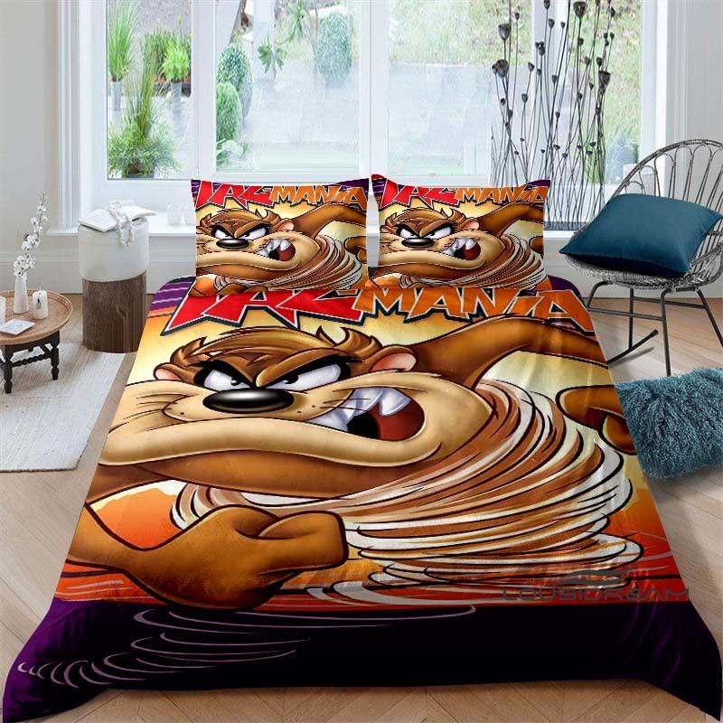 

Cartoon T-Tasmanian Devil bedding set, printed single duvet cover and pillowcase three-piece set, children s and adult sizes.002 135x200cm