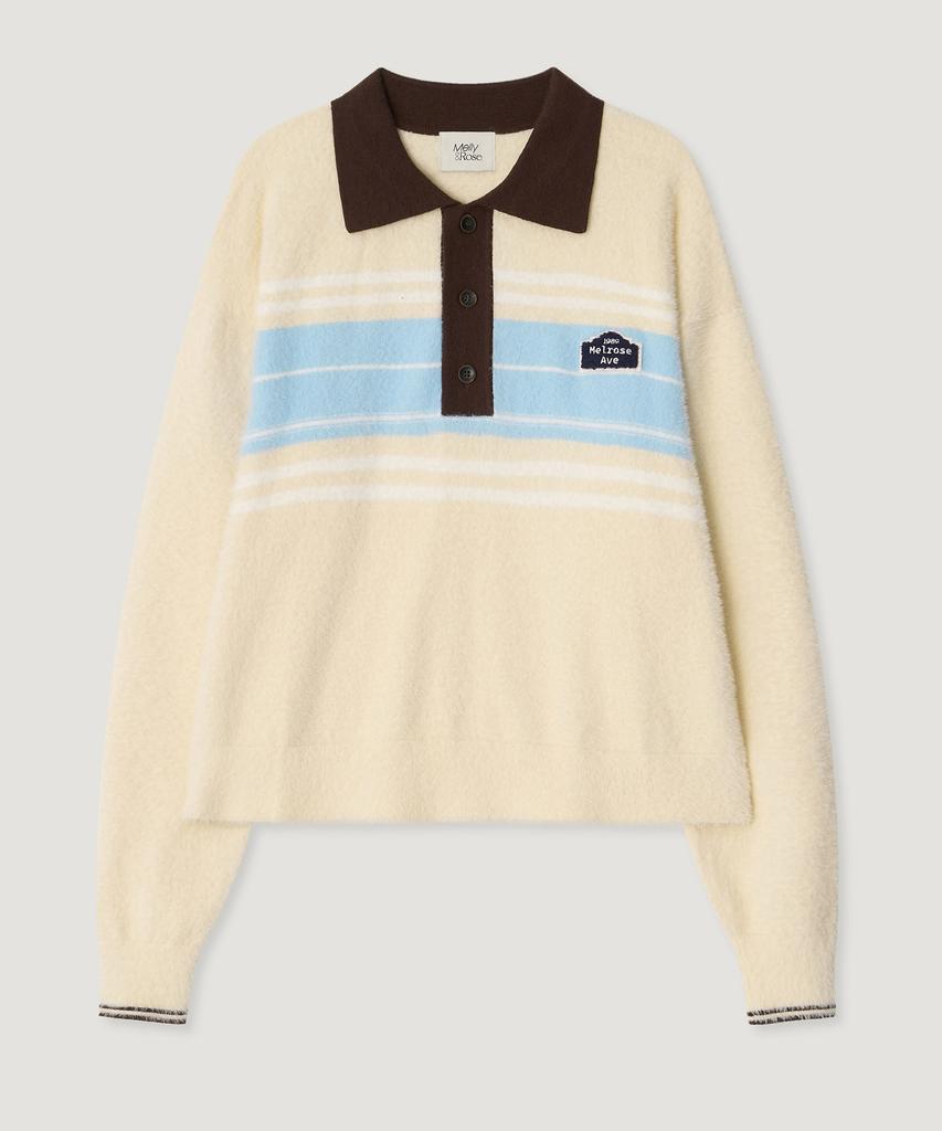 MELLY&ROSE Fluffy Stripe Polo Knit (310255)_Cream