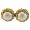 Earring Vintage Gold Plated Gold/Fake pearl/Rhinestone 27.2g Women Used