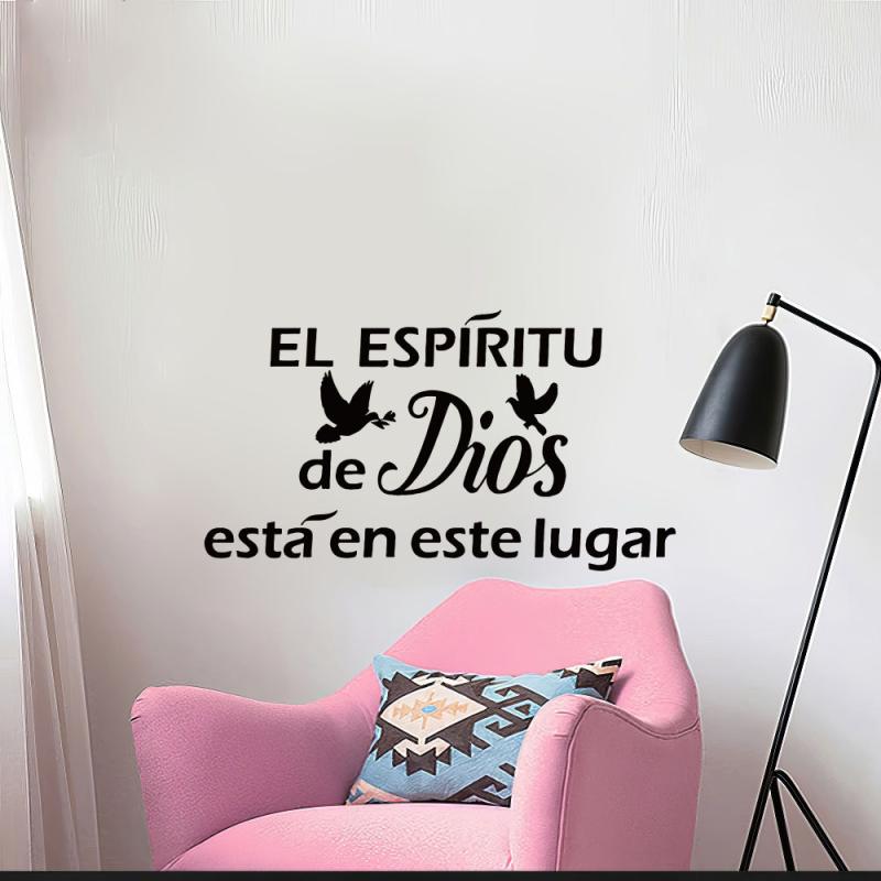 

Spanish Bible Verse Christian Dove Wall Sticker Bedroom Living Room Sticker Jesus Wall Decal Home Decor чёрный