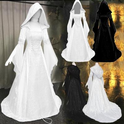 Damenmode Langarm-Kapuzenkleid Bodenlanges Cosplay-Kleid
