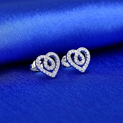 Antiallergische Mode Herzförmige Ohrringe Zirkon Glitzer Voll Diamant Damen Schmuck