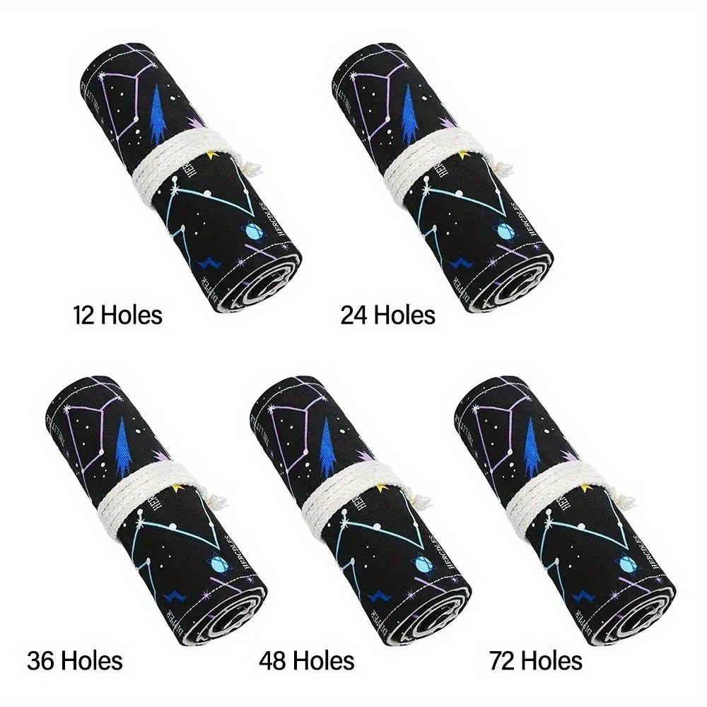 12/24/36/48/72 Lyukvastag vászon tolltartó csillagos ég nyomtatással tekercses tolltartó vázlattömb kellékek írószerek tárolótáska