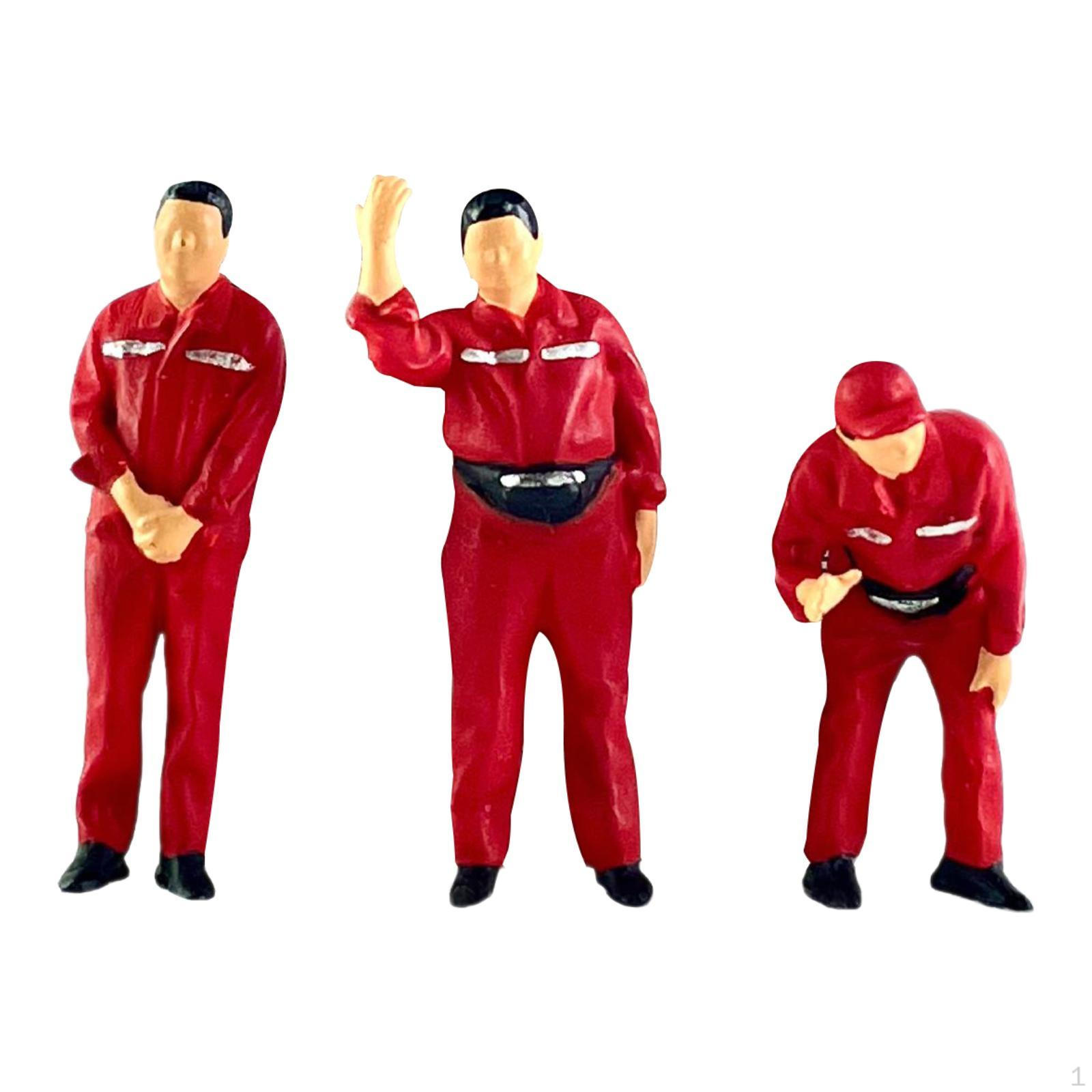 

3 шт. 1/64 Миниатюрная модель Автозаправочная станция Фигурки людей Смоляные окрашенные имитационные фигурки людей красный