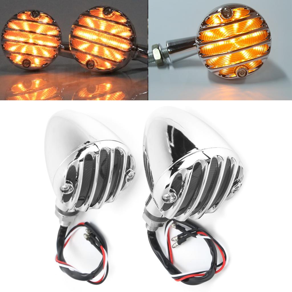 2pcs LED Turn Signal Lamp Indicator Bright Yellow Light Color Waterproof Fit for   Retro Motorbike