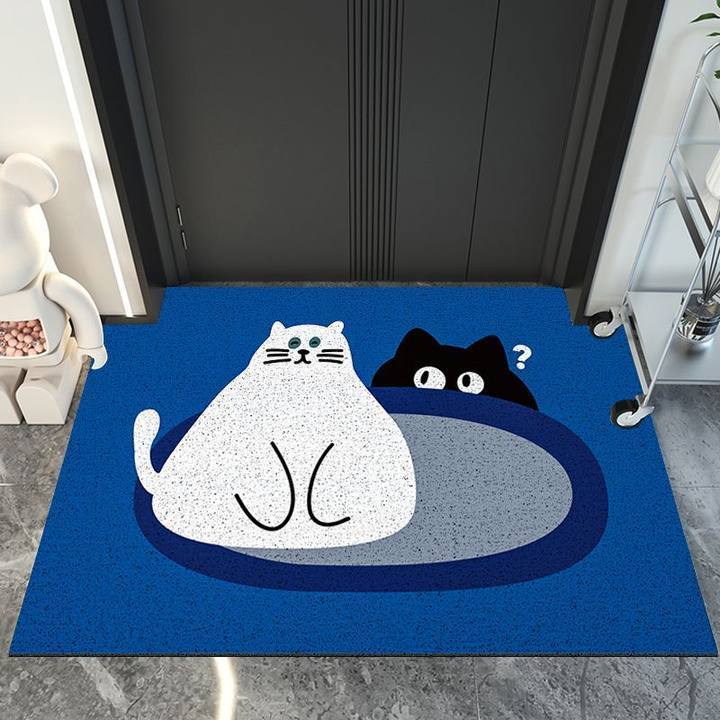 

Blue door carpet cartoon floor mat, entrance door rubbing foot pad, silk ring entry dirt-resistant foot pad can be customized 40X60cm 15.7X23.6in