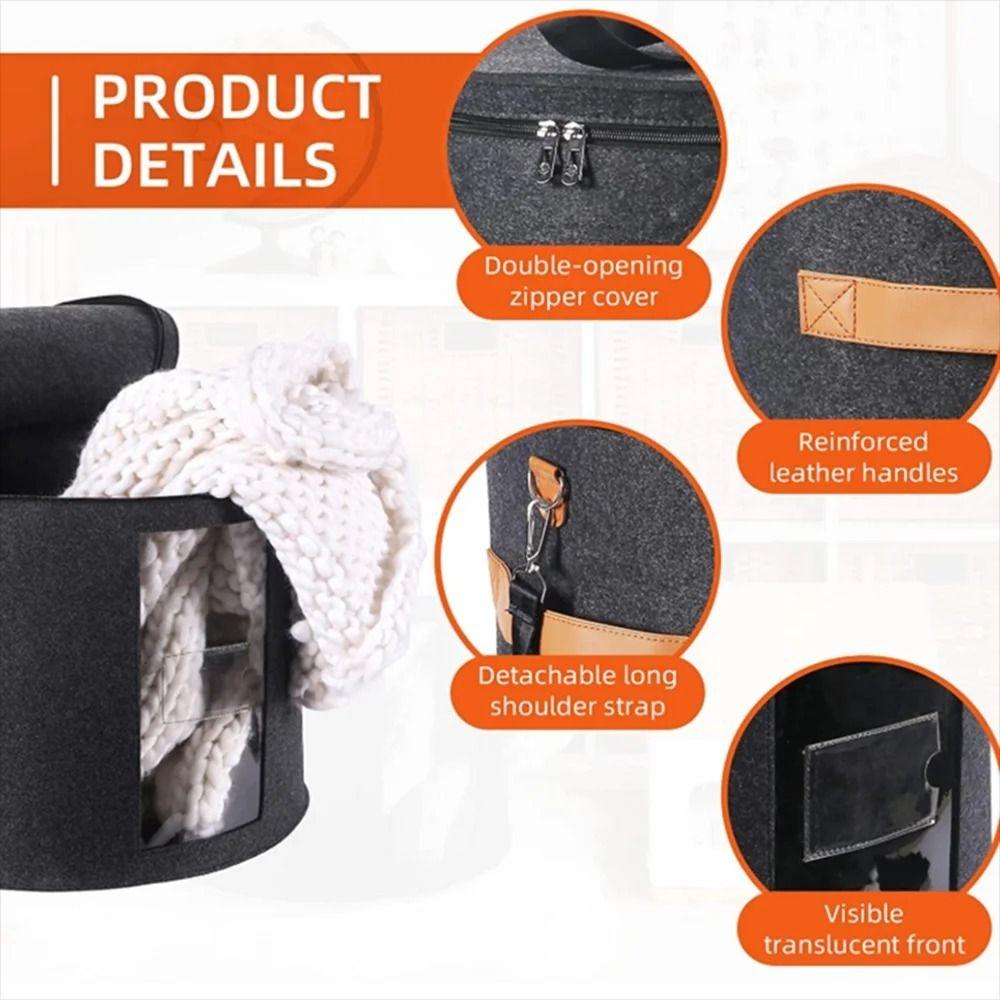 Window Hat Storage Box Zippered Lid Cowboy Hat Container Round Clothes Storage Bin  Travel