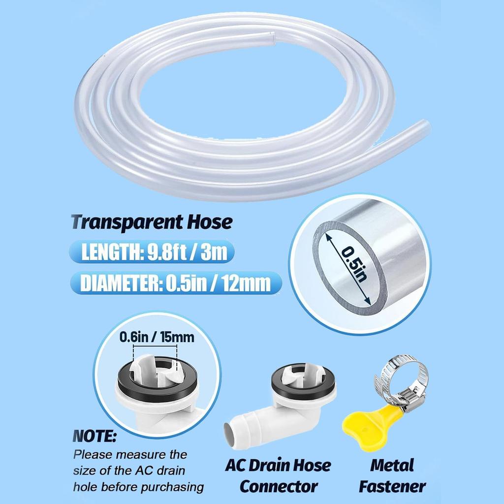 90/180/300cm Air Conditioner Drain Hose Portable Leakproof AC Drain Hose Kit Air Conditioner Parts AC Drain Pipe Replacement