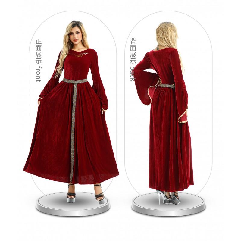 Medieval Renaissance Costume Dress Women Vintage European Peasant Farm Outfit Cosplay Stage