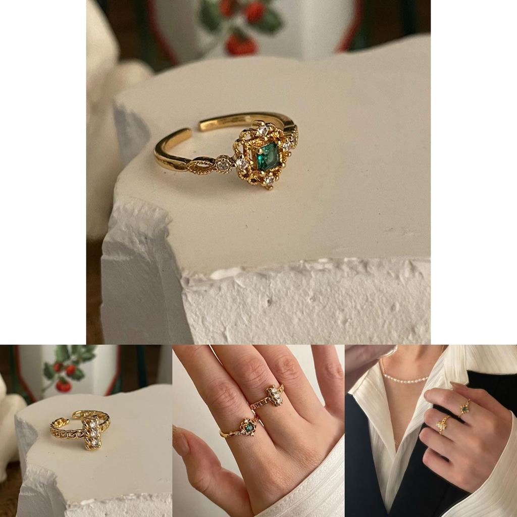 Geometric Design Unique Green Ring Women Adjustable Fashion Jewelry Piece