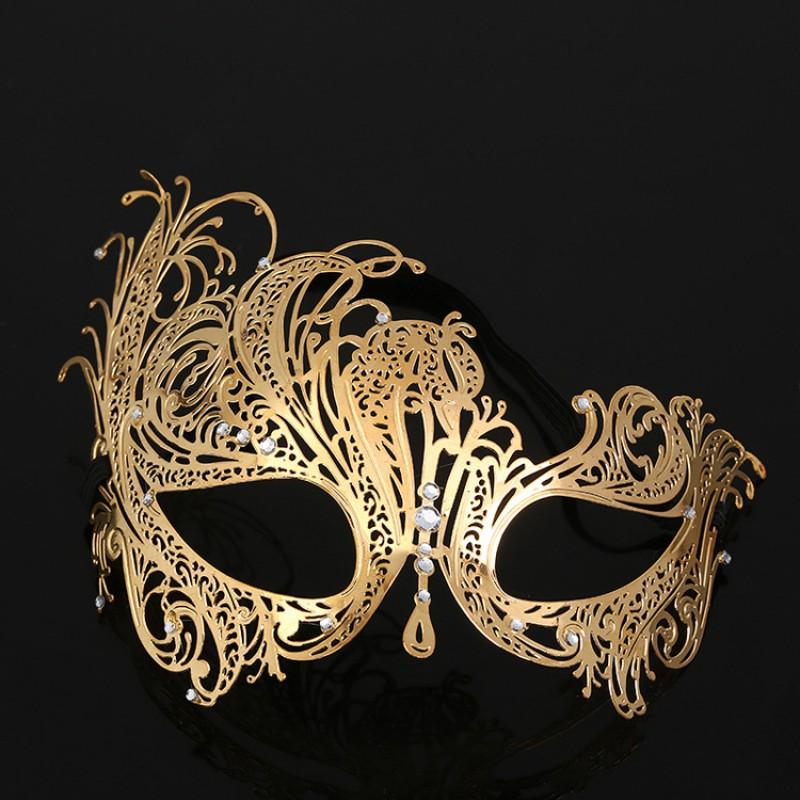 Metal Diamond-Studded Iron Mask Half Face One Eye Halloween Party Costume