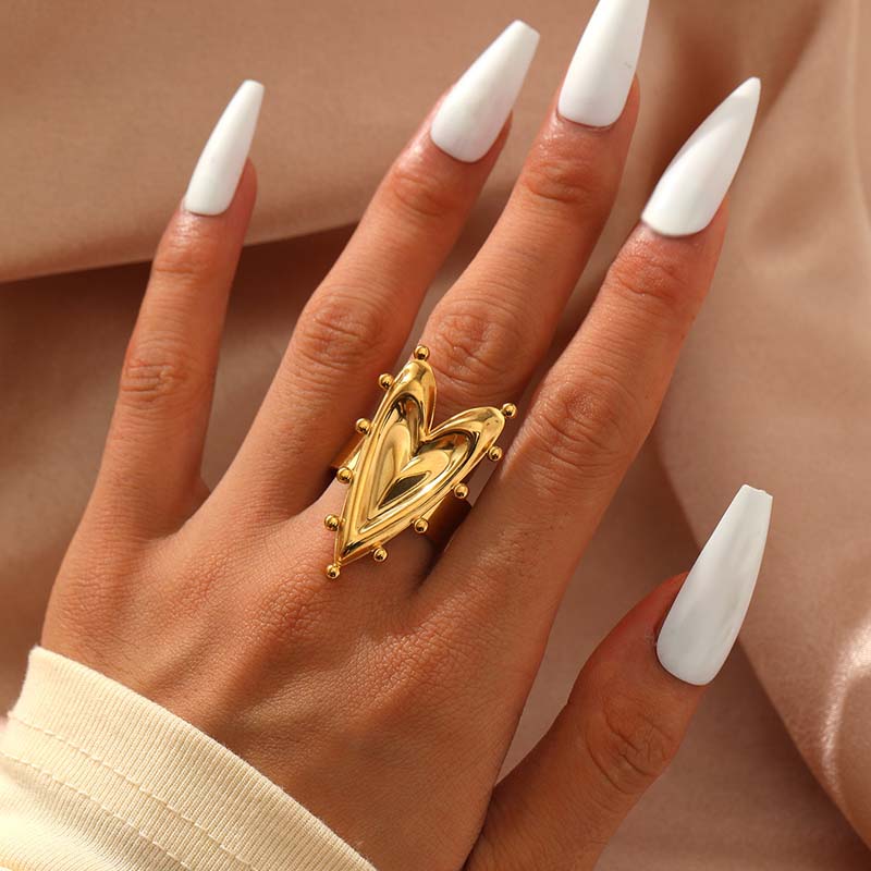 Stainless Steel Gold Color Bow Tie Rings For Women Fashion Metal Opening Adjustable Finger Ring Zircon Bijoux Gift