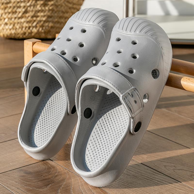 Beach Baotou Hole Shoes Women's Summer Outdoor Non-slip Wear-resistant Cool Slippers Women's Indoor Home Couple Slippers Men