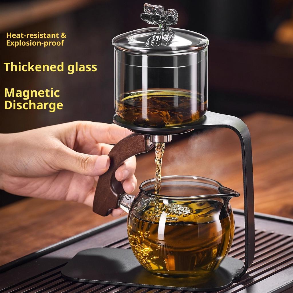 Gianxi Glass Magnetic Automatic Tea Filtering Kung Fu Tea Set 2025 New Home Lazy Tea God Tool Magnetic Teapot
