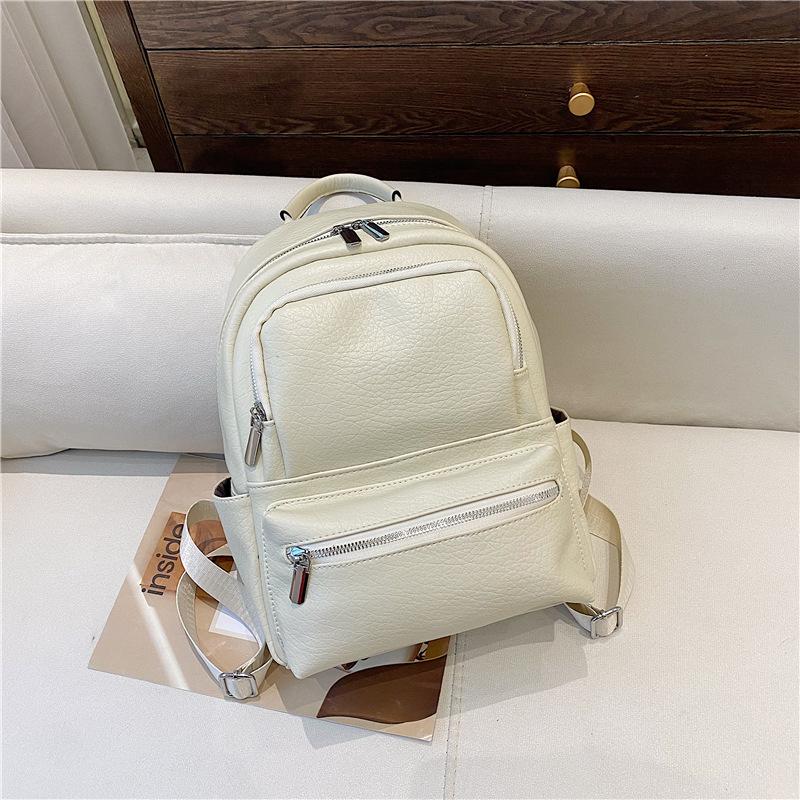 New Style Women's Large-capacity Soft Leather Travel Backpack, Fashionable and Trendy Student Backpack