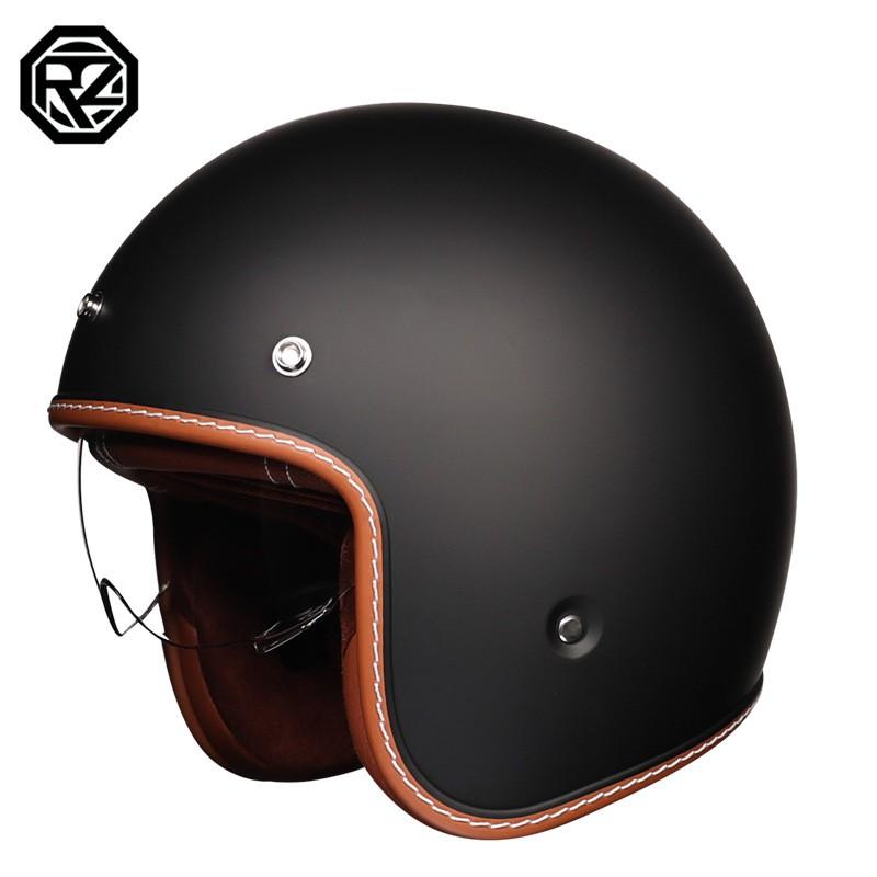 Vintage Style 3/4 Motorcycle Helmet Scooter Electric Bike Riders Unisex ABS Safety Headgear In Multiple Colors