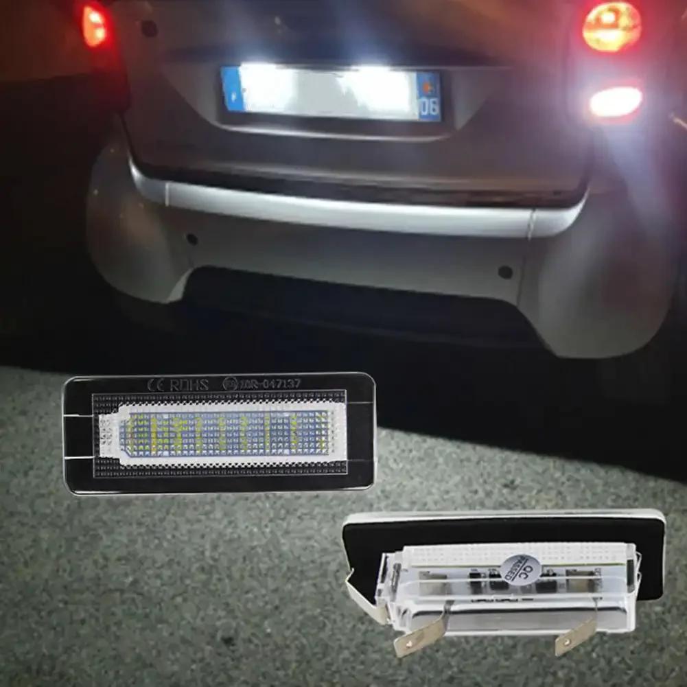 2x 18 SMD CANBUS White LED License Number Plate Light for Benz Smart Fortwo 451 Coupe 2007-15 DC12V 6000K 7.7cm