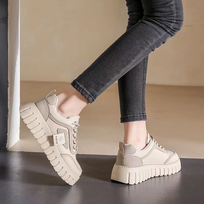 Women's Shoes Spring and Autumn New Platform Platform Casual White Shoes Show Feet Sports Board Shoes with Skirt Dad Shoes