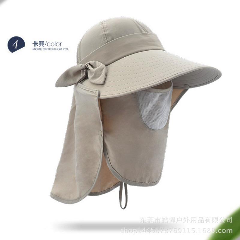 Sommer Outdoor Damen Sonnenschutz Sonnenhut UV-Schutz Bergvisier Abnehmbarer Schal Maske Fischerhut