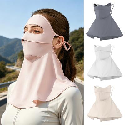 Sonnenschutz-Schutz Schnelltrocknendes Gewebe Eis-Seide Gesichtsmaske mit Atmungsaktivem Netz Kühlendes Gewebe Vollständige Abdeckung Verlängerter Nackenschal Gesichtsmaske
