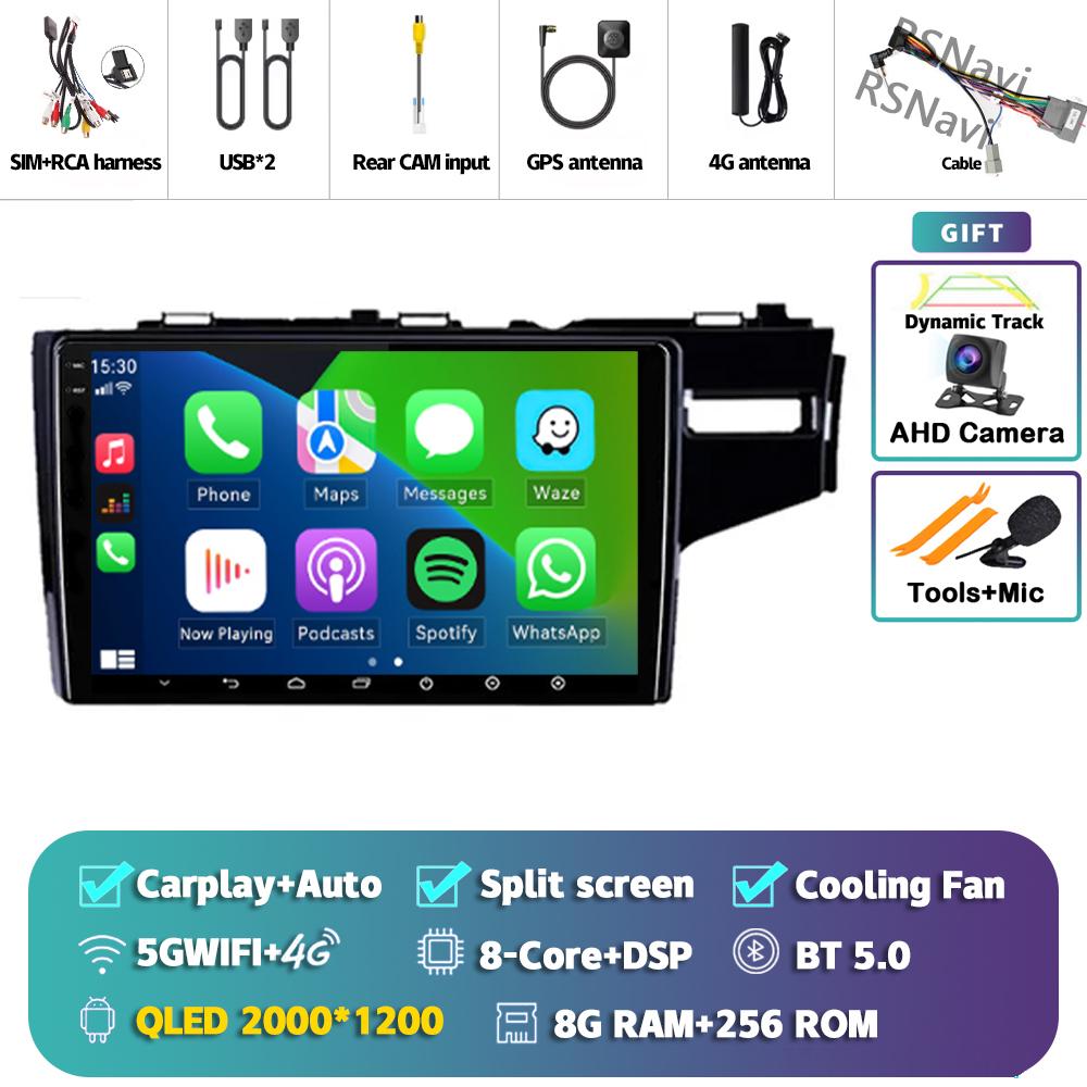 Android 14 Carplay Auto For Honda Jazz Fit 2014 - 2015 Car Radio Player Multimedia Stereo 360 Camera Navigation Video AI Voice