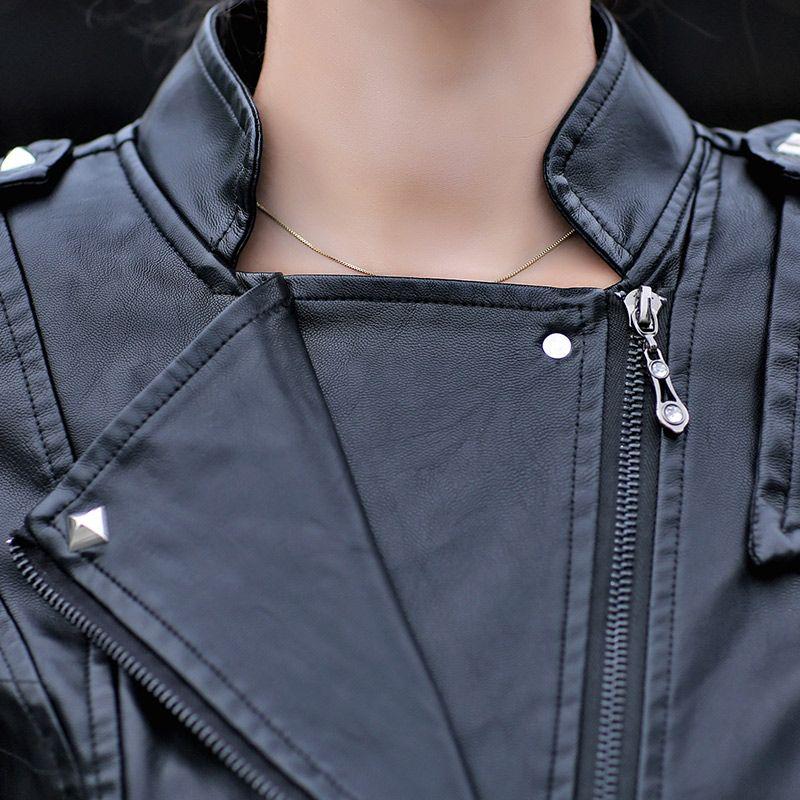 Chic and Slimming Women's Spring and Autumn Short PU Leather Jacket In American Style