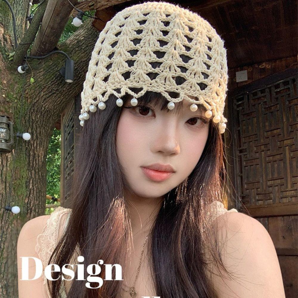 Sweet Knit Beanies Bohemian Style Weave Cap Vintage Crochet Hollow Knitted Hat  Girls