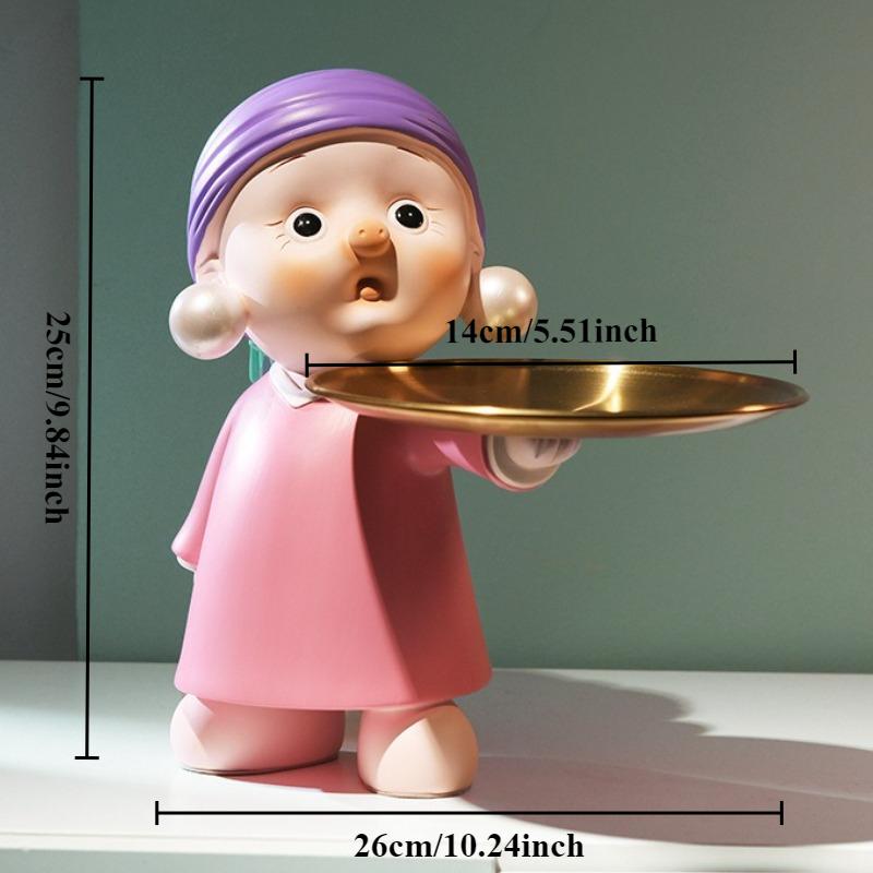 

Girl Statue Sculpture Decoration Miniature Figurine Sundries Remote Control Key Storage Box Modern Living Room Desk Home Decor розовый