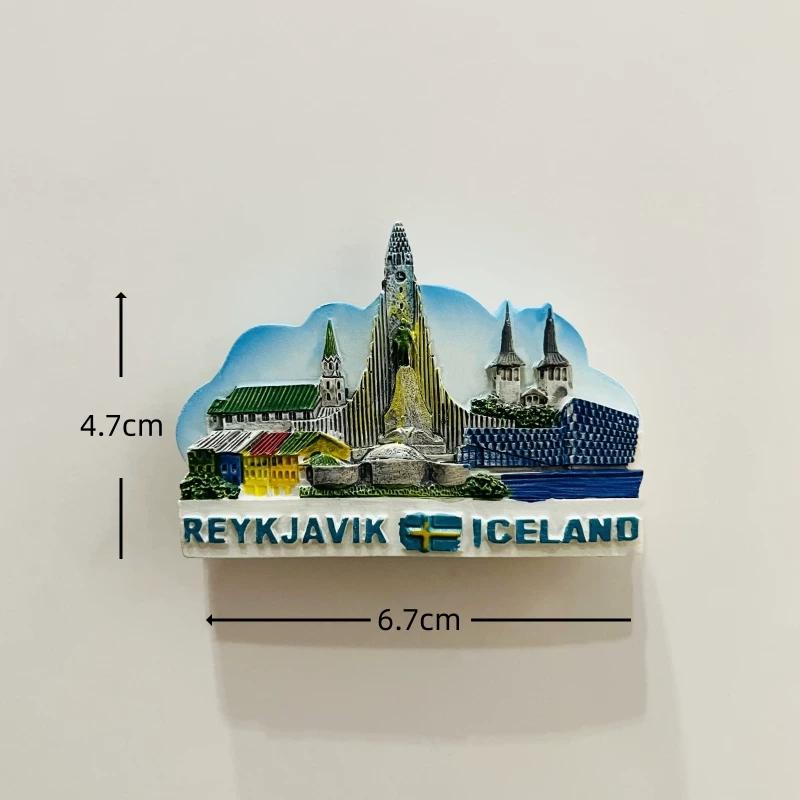 Iceland Reykjavik Resin Fridge Magnet Stickers Travel Souvenir Gift Landscape Refrigerator Magnet Home Kitchen Decor