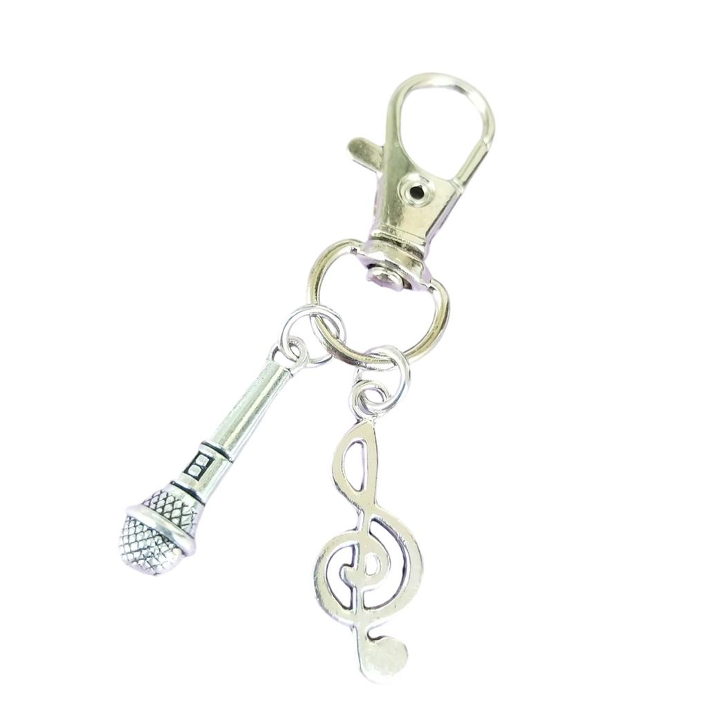 Einzigartige Hip Hop Styles Mikrofon und Noten Anhänger Schlüsselanhänger Ideales Accessoire Für Modebegeisterte
