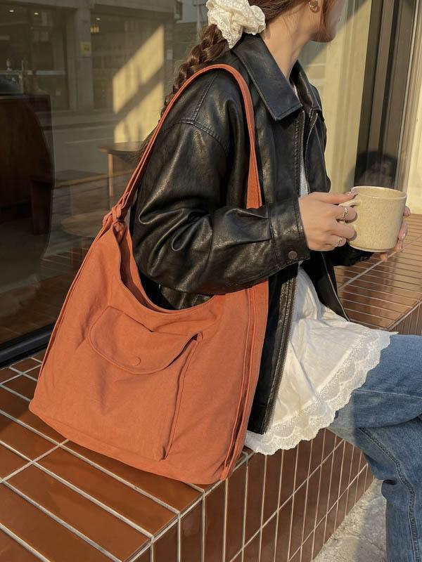 Women's 2026 Large Capacity Canvas Tote - Trendy Student & Commuter Shoulder Bag
