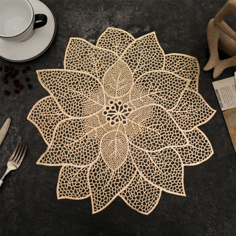 Pvc Table Flag Long Style Solid Color Bronzing Table Runner Burlap Creative Irregular Flowers Nordic Light Luxury Decoration S золотой