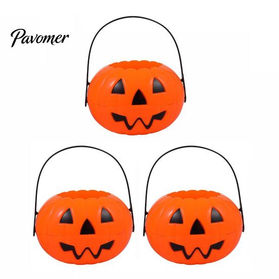 Großer Süßigkeiteneimer 1/2/3 Stück Halloween Kürbis Eimer, Süßes oder Saures Halter Korb, Jack-O-Lantern Süßigkeiten Eimer mit Griff, Partygeschenke