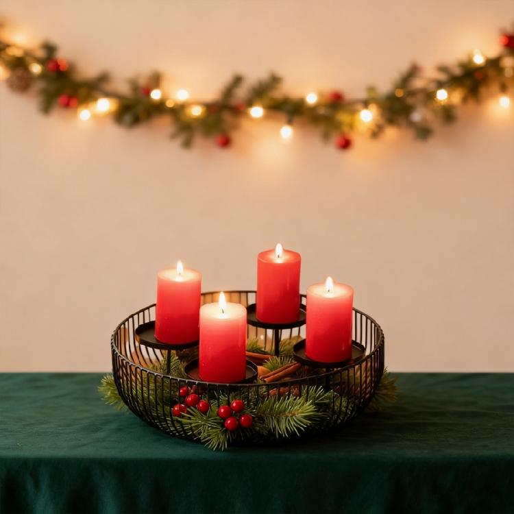 Christmas Advent Wreath Rings Christmas Advent Wreath Candle Holders for Pillar Candle Decorative Ornament Home Decors