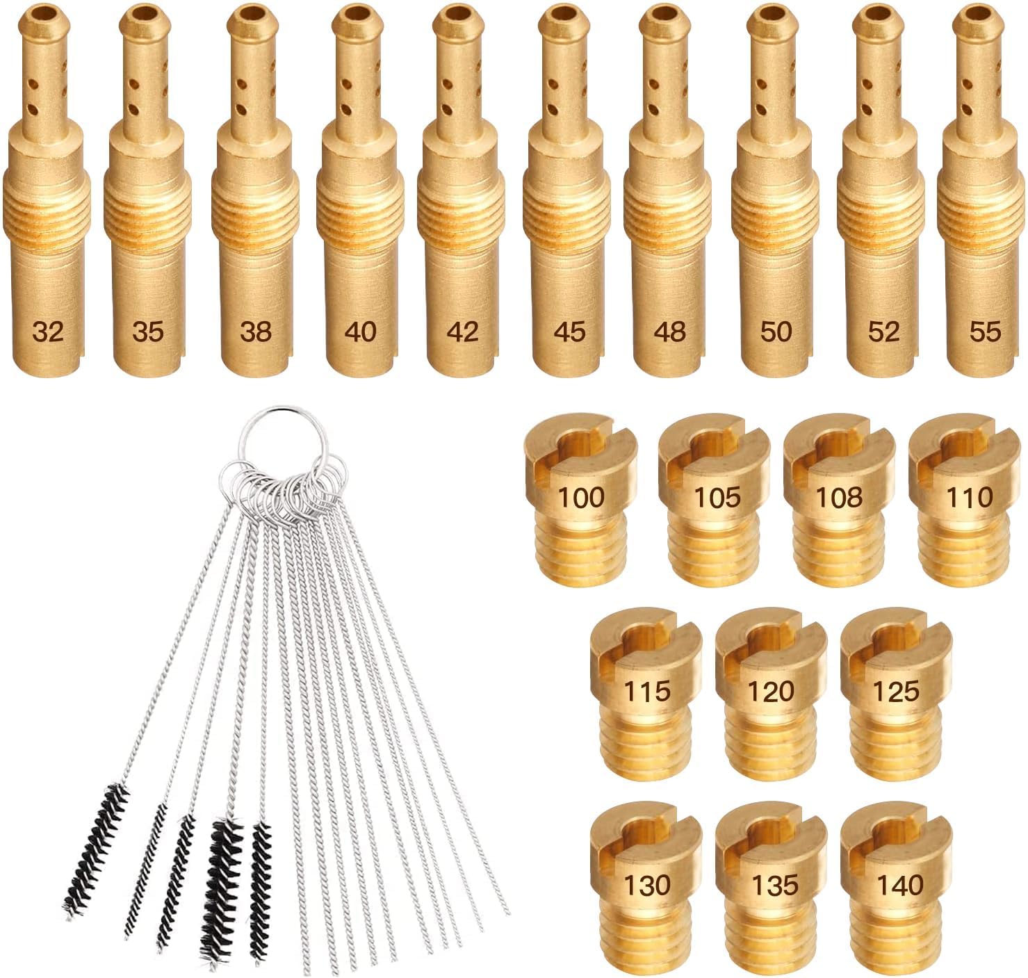 

Головний жиклер Jetsetmoto Keihin Великий (6x8) #100-#140 Жиклер холостого ходу Keihin #32-#55 PWK28/PE24, 20 штук,