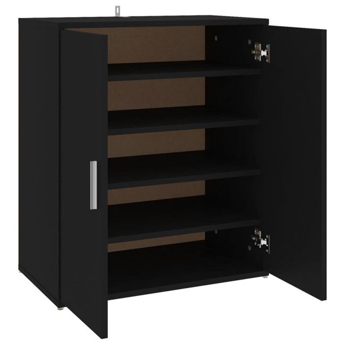 VidaXL Armoire à chaussures, Noir 60x35x70 cm Aggloméré