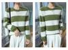 Women's Thickened Mink Velvet Striped Sweater for Autumn/Winter - Round Neck, Long Sleeve Knit Base Layer