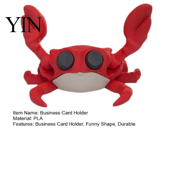 Stable Card Holder Stand 3D Printing Business Holder, Cute Crab Shape, Cartoon Desk Accessory Non-Tip Organizer, for Office Home Desktop Storage