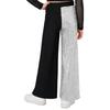 Girls Sequins Patchwork Pants Elastic Waist Color Block Dance Trousers Hip Hop Jazz Outfit