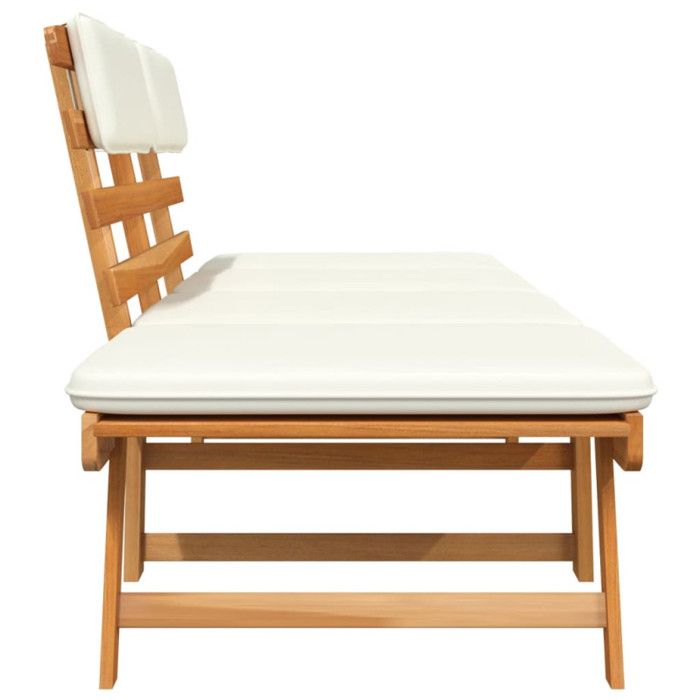 Banc de jardin avec coussins 2-en-1 - Bois - 190 x 68 x 74 cm
