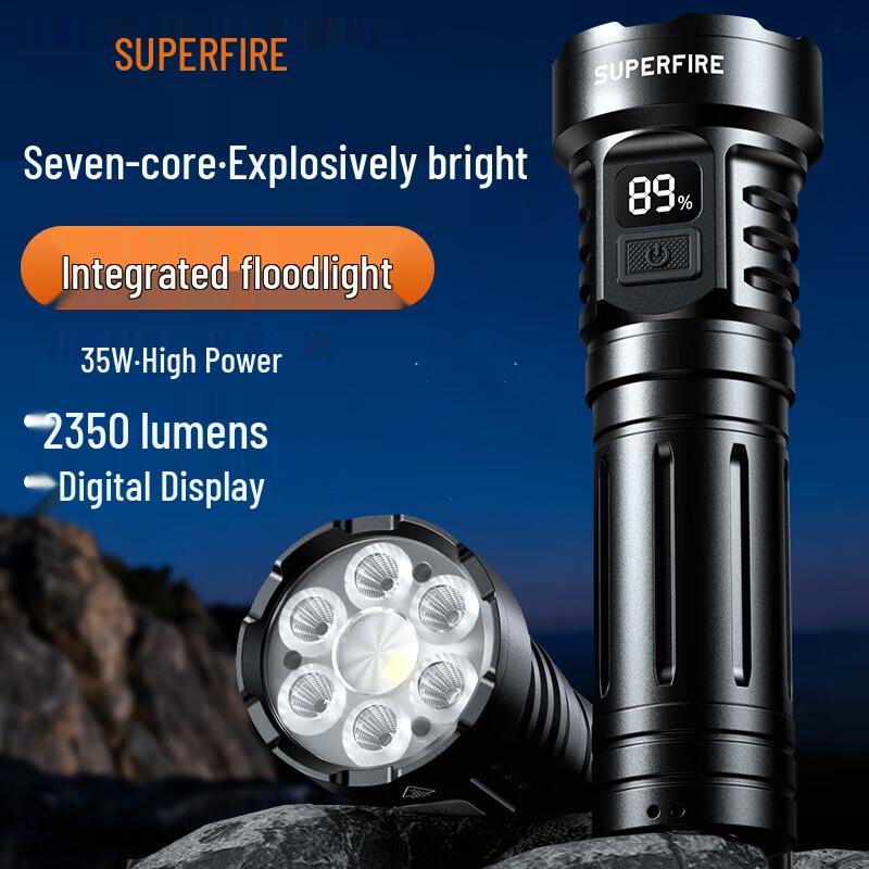 SupFire L24 35W Rechargeable Ultra-Bright Focus & Flood Flashlight