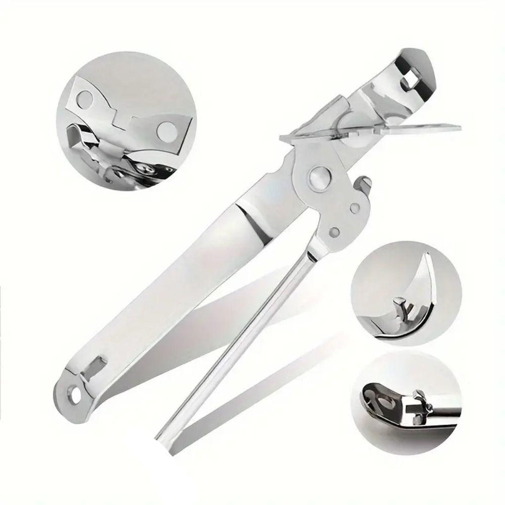 Bottle Opening Aid Stainless Steel Can Opener Tip Head Manual Can Piercer 2 in 1 Labor-saving Jar Opener Camping
