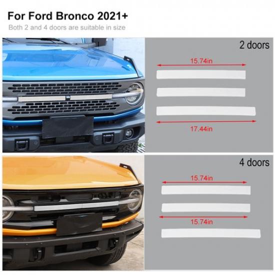 Front Center Grille Grill Cover Trim for Ford Bronco +White ABS Accessories
