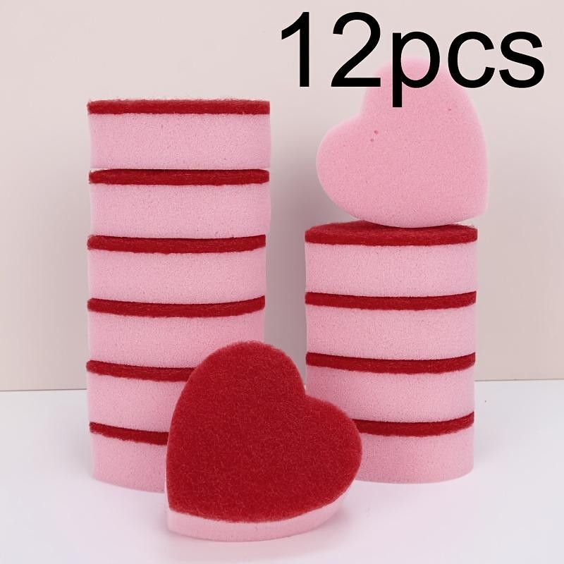 3/6/12 szt. Gąbki do czyszczenia w kształcie serca, Urocze wytrzymałe zmywaki do mycia naczyń, Zlewu kuchennego, Blatów i czyszczenia domu