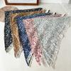 Floral Fabric Lace-edged Large Triangular Headscarf, Versatile Women's Headband for Tying Up Hair or As A Head Accessory