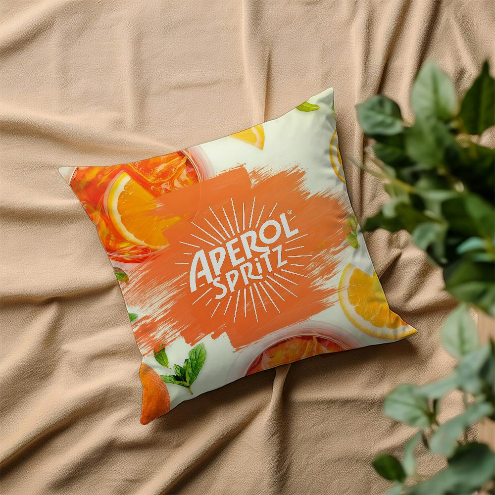 A-Aperol S-Spritz Logo Cushion Cover Square Sofa Cushion Cover Casual Skin-Friendly Comfortable Pillow Cover